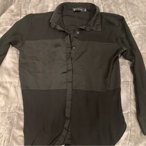 Women's Sheer Black Button-Up Shirt